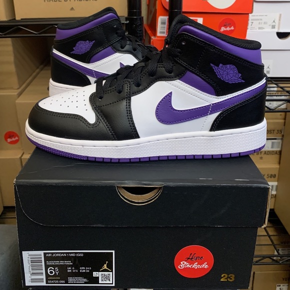 Jordan Other - Nike Air Jordan 1 Mid Dark Iris Black White Shoes 554724-095 Youth & Men's Sizes